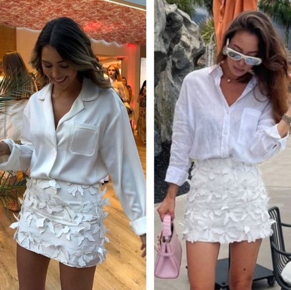 NWT ZARA FLORAL MINI SKIRT WHITE SIZE XXS - Picture 2 of 12